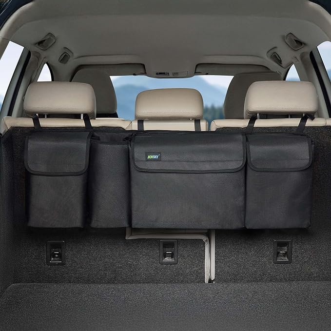 JOYSKY Trunk Hanging Organizer, Backseat Trunk Organizer for SUV, Truck, MPV, Large Capacity Vehicle Storage Bag with Upgraded High-Density Fabric, Space Saving Car Accessories Interior