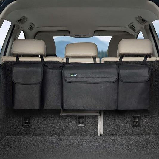 JOYSKY Trunk Hanging Organizer, Backseat Trunk Organizer for SUV, Truck, MPV, Large Capacity Vehicle Storage Bag with Upgraded High-Density Fabric, Space Saving Car Accessories Interior