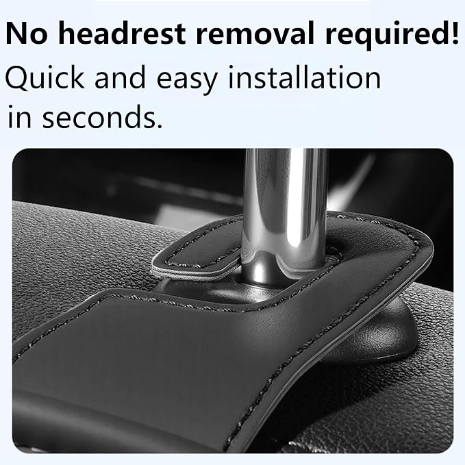 2-Pack Car Seat Back Cup Holder Organizer, Black | Faux Leather, With Hooks, Universal Backseat Storage, For Drinks, Bottles & Travel Accessories