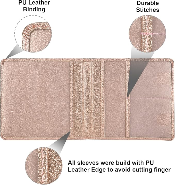 Cacturism Car Registration and Insurance Holder, Vehicle Glove Box Car Organizer Men Women Wallet Accessories Case for Cards, Essential Document, Driver License, Bling Rose Gold