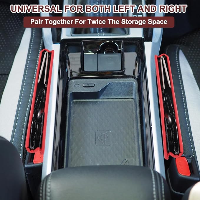 HARFINGTON 2pcs Car Seat Gap Filler Organizer 11.5 x 8 x 2.1 Inch Leather Universal Car Organizer Storage Box Between Seat and Console for Phone Keys, Dark Green