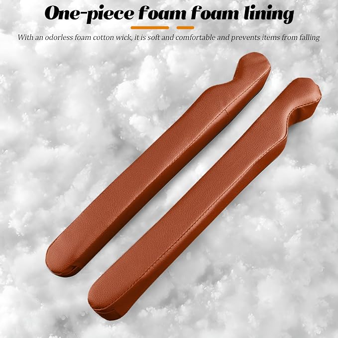Car Seat Gap Filler, 2PCS Soft Foam Leather Vehicle Seat Crevice Blocker Stop Things from Dropping, Automotive No Drop Plug Guard Gap Stopper, Universal for Truck SUV RV (Orange)