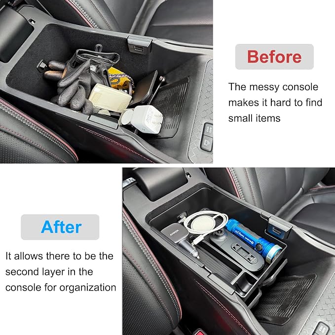 Center Console Organizer Tray for 2026 2025 Jeep Wagoneer S Accessories, Armrest Box Secondary Storage Insert with Anti-Slip Mats & Coin Holder
