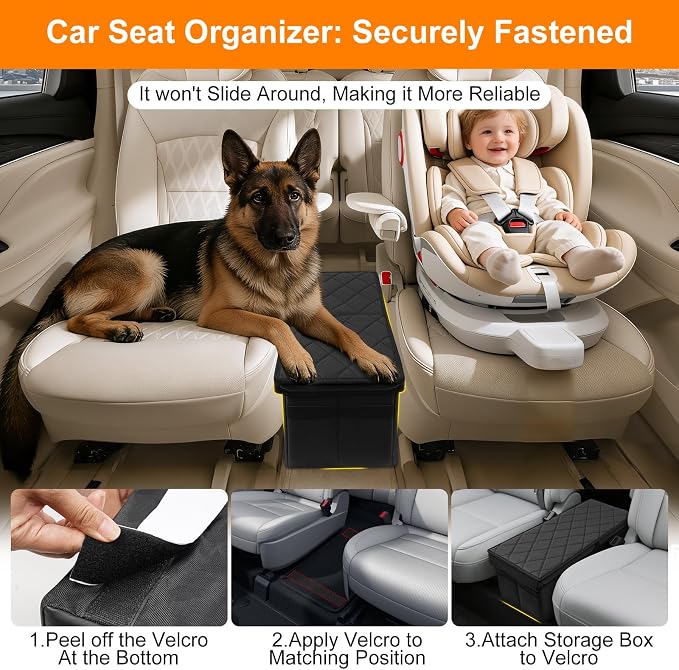 Car Seat Organizer for Subaru Ascent 2019-2026 w/Built-In Cooler Bag, Car Second Console Organizer w/Non-Slip Strips, Foldable Car Backseat Organize for Dog Toys Kids Snacks Travel Storage Box