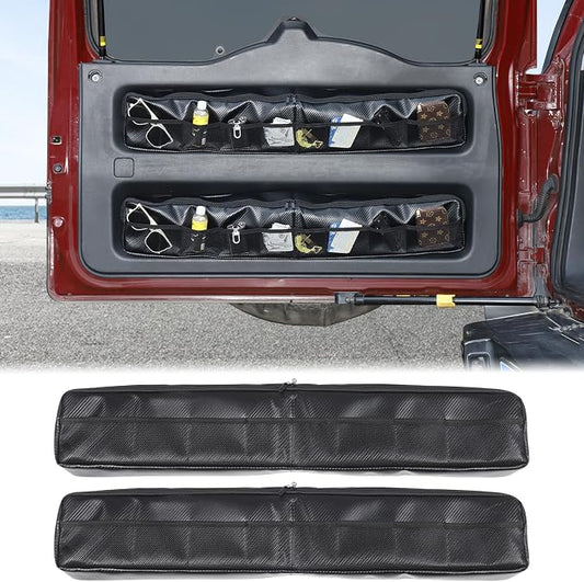 Aunginsy 2Pcs Trunk Organizer Compatible with Toyota FJ Cruiser 2007-2024+, Car Rear Tailgate Storage Bag Back Door Panel Storage Pocket Box Multi-Compartment Oxford Cloth Expansion Space Accessories