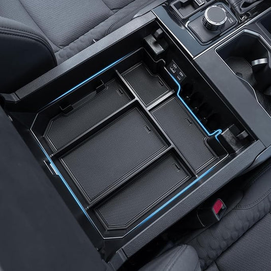TOPINSTALL 5 Compartments Console Organizer Compatible with 2022-2026 Toyota Tundra/Sequoia 2023-2026, Plastic Armrest Storage Box Full Size Tray (Not for the Console with Safe)