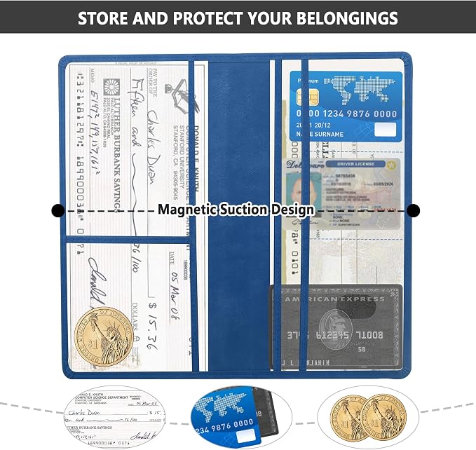 Car Registration and Insurance Holder,PU Leather Car Glove Box Organizer Car Document Holder for ID,Driver's License,Universal Car Organizer Car Accessories for Women/Men (Blue)