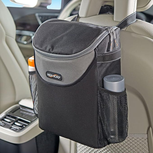 High Road Soft Car Cooler Bag for Cold and Hot Food Transport - Insulated Backseat Cooler Bag for Car, SUV, Truck or Van - Portable Soft Cooler with Storage Pocket and Bottle Holders