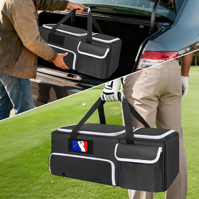 DSLEAF 2 Layer Golf Trunk Organizer with Bottom Shoe Space, Golf Car Locker for Men & Women, Holds 2-3 Shoes, Balls, Tees, Cap, Gloves and Clothes (Patenting Design)