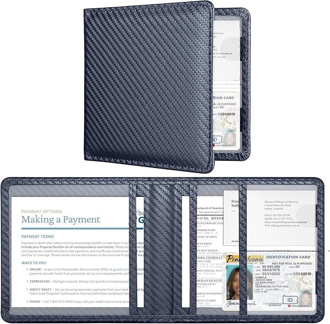 Car Registration and Insurance Card Holder，Vehicle Glove Box Car Organizer，Accessories Case for Storing Driving Licences, Cards, Documents