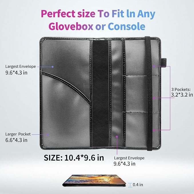 Car Registration and Insurance Holder,PU Leather Car License Document Insurance and Registration Card Holder Men Women Vehicle Glove Box Organizer Auto Accessories-Beach Sunset