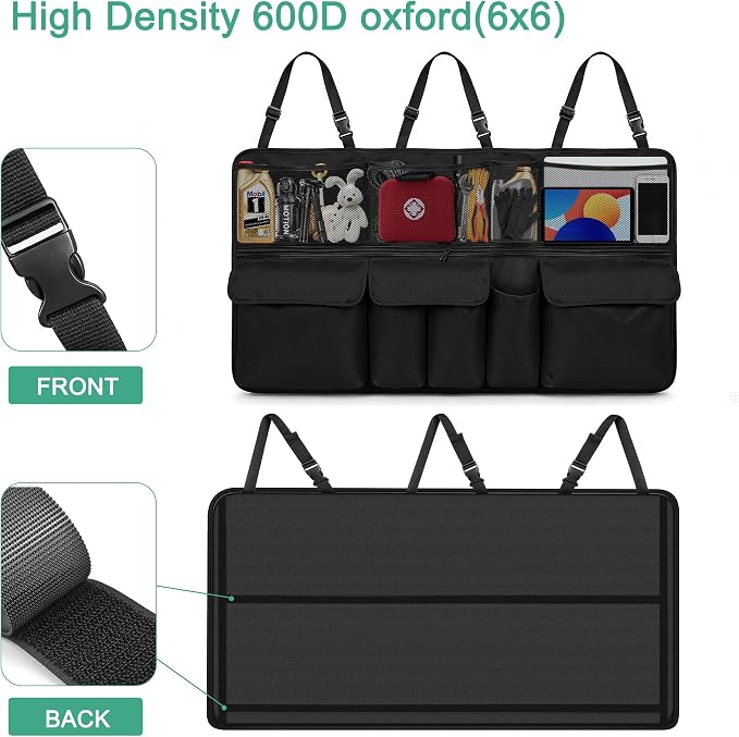 Hanging Trunk Organizer Fit For JEEP Grand Cherokee Foldable Large Capacity 41.3x20 inch Backseat Trunk Organizers Storage with Multi Pockets(Black)