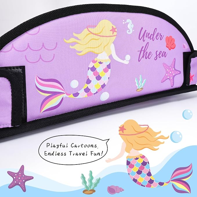 Kids Travel Tray for Car Airplane - Toddler Car Seat Table Tray, Road Trip Essentials for Boys & Girls, Carseat Lap Desk for Kids Road Trip Activities (Purple Mermaid)