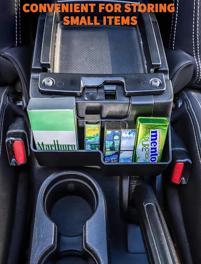 Savadicar JK Center Console Hanging Storage Box, Armrest Organizer Tray for 2011-2018 Jeep Wrangler JK JKU 2/4 Door, Interior Accessories, Patented Design, Black, 1 PCs