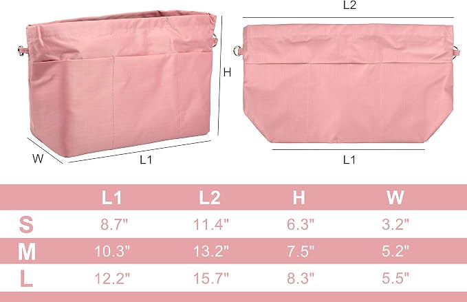 Vercord Handbag Purse Tote Pocketbook Organizer Insert Zipper Closure 11 Pockets 3 Sizes Many Colors