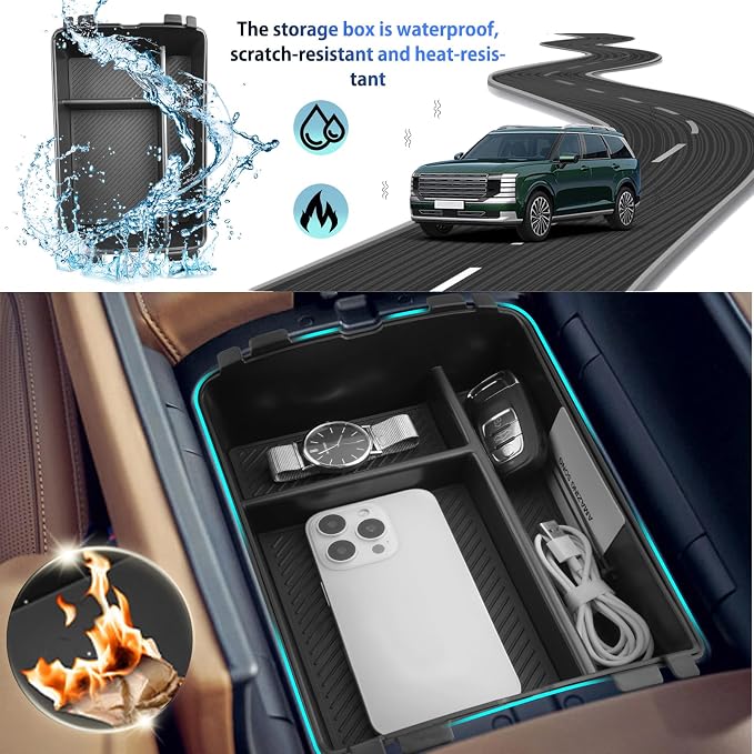 SHAOHAO for 2026 Hyundai Palisade Center Console Organizer Fit for 2026 Hyundai Palisade Accessories Console Tray, 2026 Palisade LX3 Buttom Middle Console Armrest Stoage Box (Only for 7-Seat)