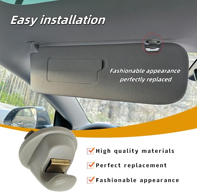 Interior Sun Visor Hook Clip Bracket Fit for Volkswagen Atlas,for Touran,for Tiguan for T-ROC,for T-Cross,for Passat,for Golf MK7,MK8,for Crafter,for Arteon,2014-2024,(1pcs Grey)