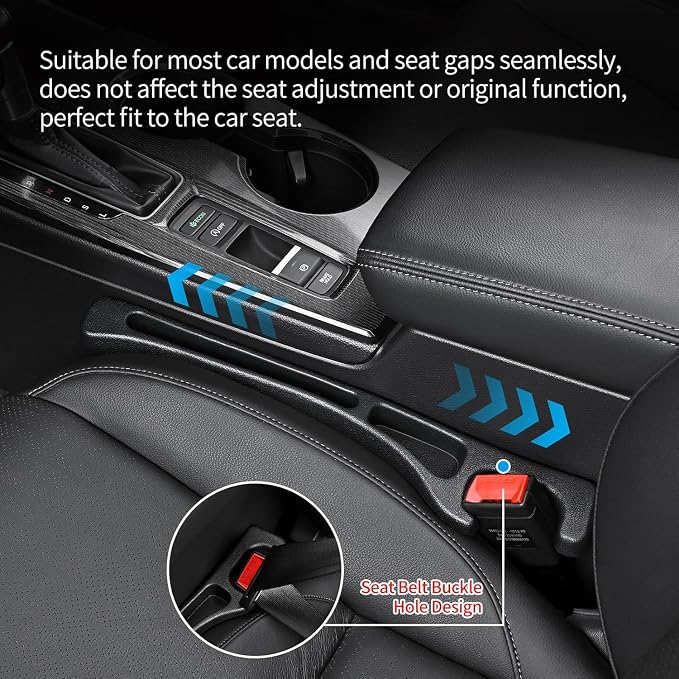 4 Pack Car Seat Gap Filler, Car Seat Gap Plug to Fill The Gap Between Seat and Console, Universal Car Seat Gap Filler Organizer Crevice Blocker Stop Things from Dropping