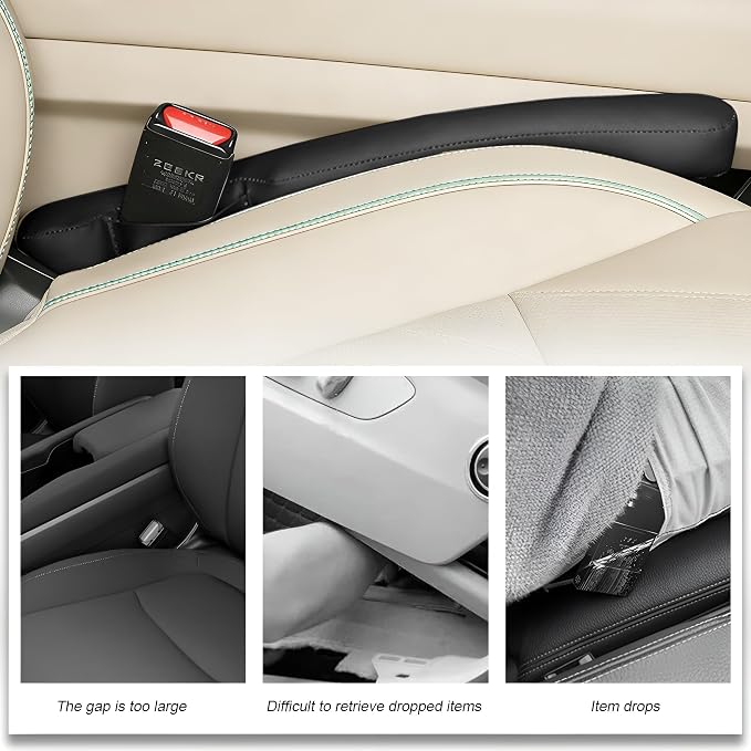 2PCS Car Seat Gap Filler, Soft Foam Automotive Organizer to Fill The Gap Between Seats Console Stop Things from Dropping, Vehicle Seat Side Gap Stopper, Universal for Truck SUV (Black)