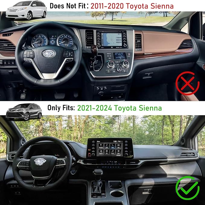 TTCR-II Compatible with Toyota Sienna Dash Organizer Tray 2021-2024, for Sienna Dash Console Organizer 2021-2024 Rear Screen Storage Tray (Not for 2025 Version)