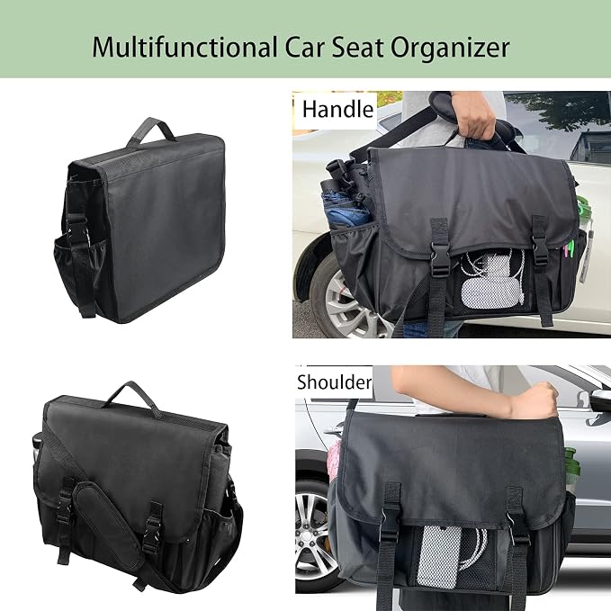 ECWKVN Car Front Seat Organizer for Law Enforcement – Portable Passenger Seat Storage with Laptop & Tablet Holder, Stabilizing Straps, and Car Office Organizer for Trucks, Black