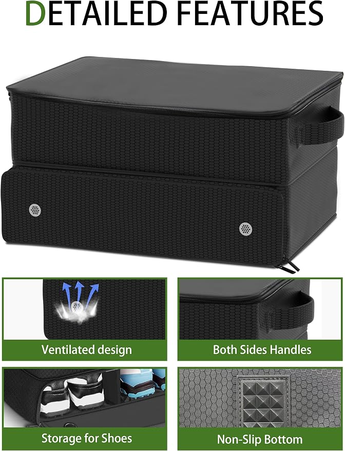 CAMPLAND 2 Layer Golf Bag, Waterproof Golf Locker for 2 Pair Shoes, Durable Golf Trunk Storage for Balls, Tees, Clothes, Gloves, Accessories, Golf Gifts