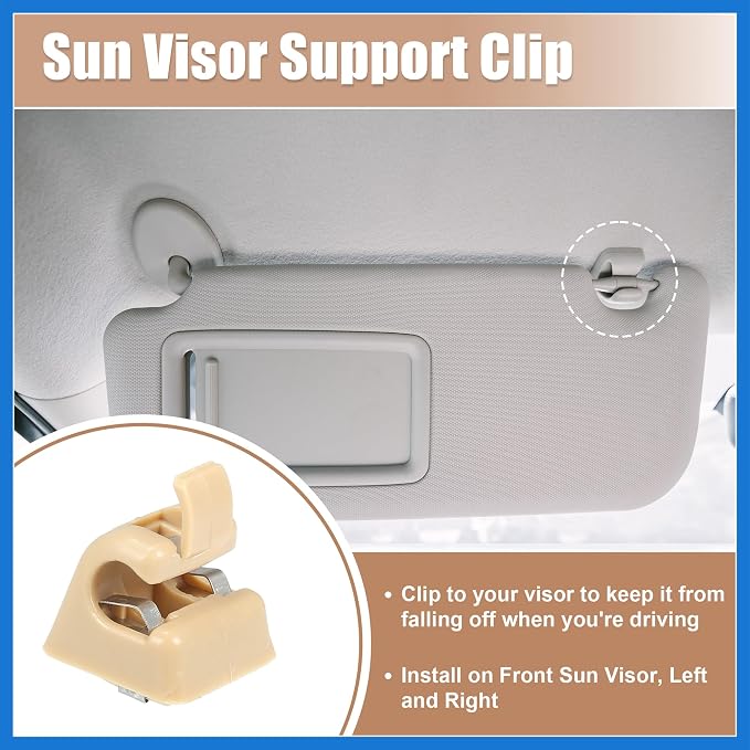 Sun Visor Support Clip Retainer for Mercedes-Benz W201 190 Class 82-93 No.A12681000128412 Sun Visor Support Clip Holder Bracket Hanger Plastic Beige Anti Vibration Auto Accessories