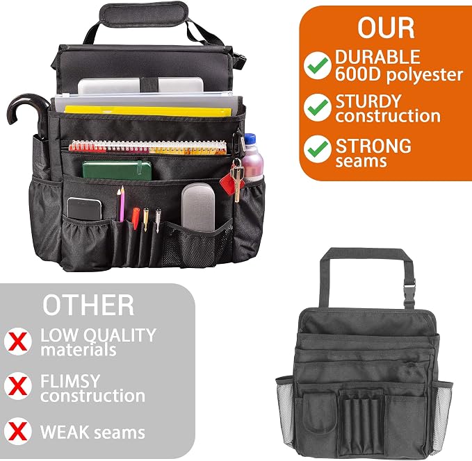 Front Seat Car Organizer with Cover and Laptop Storage - Back Seat or Passenger Car Organization with Adjustable Straps - Universal for Police, Driver, Office, Travel, Truck, Ideal for Law Enforcement