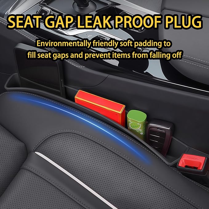 2PCS Universal Car Seat Gap Filler, Durable & Easy Install, No-Drop Seat Side Gap Seam Filler Organizer to Fill the Gap Space Between the Console and Seats, with Phone Holder for Car, SUV, Truck