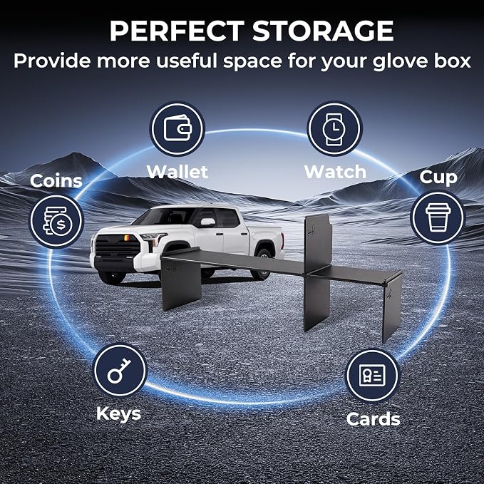 Glove Box Organizer Compatible with Toyota Tundra 2026 2025 2024 2023 2022, Interior Accessories Glove Box Compartment Insert Storage Dividers for 2022-2026 Tundra, Black