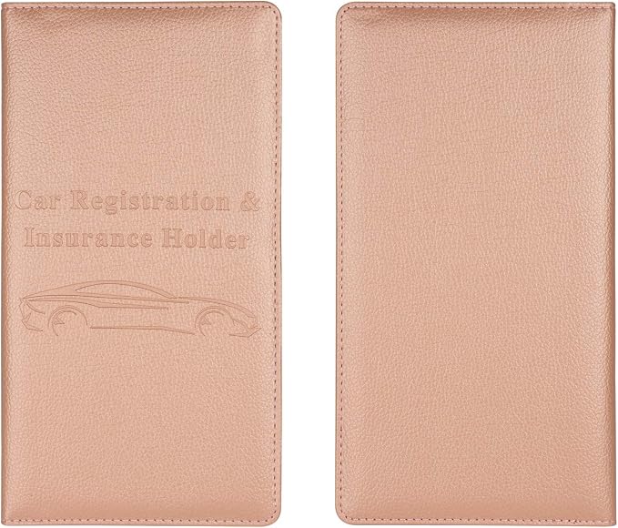 Cacturism Car Registration and Insurance Holder, Vehicle Glove Box Car Organizer Men Women Wallet Accessories Case with Magnetic Shut for Cards, Essential Document, Driver License, Rose Gold