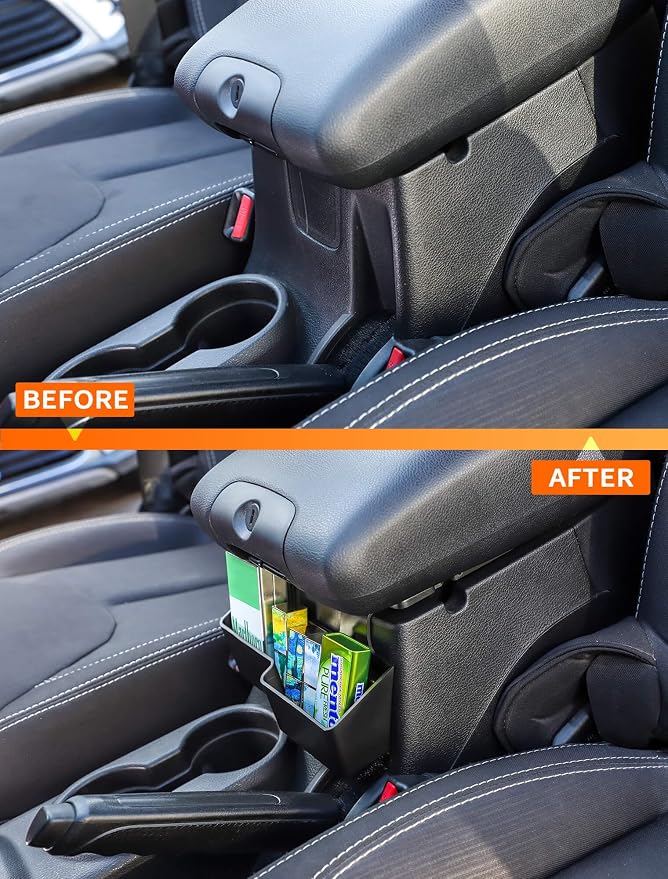 Savadicar JK Center Console Hanging Storage Box, Armrest Organizer Tray for 2011-2018 Jeep Wrangler JK JKU 2/4 Door, Interior Accessories, Patented Design, Black, 1 PCs
