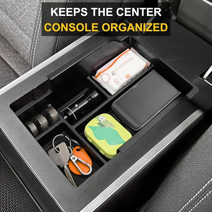 Center Console Organizer Tray for 2026 2025 GMC Terrain (Elevation Denali At4) Interior Accessories Middle Console Armrest Storage Coin Box