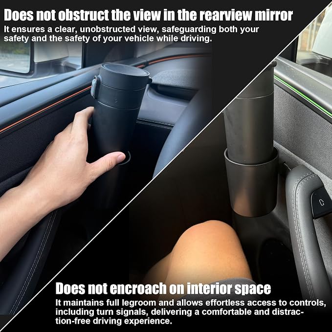 ROCCS 2PCS Car Door Cup Holder for Tesla Model Y 2025 Junior,Left&Right Side Door Drink Cup Holder Expander Organizer Accessory