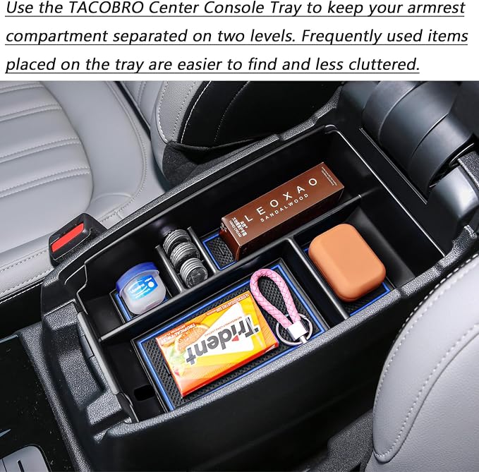 Center Console Organizer Tray Compatible with Ford Escape 2020-2026 and 2021 2022 2023 2024 2025 2026 Bronco Sport CX430 4-Door (Not for U725 2-Door) Secondary Storage Armrest Box - Blue