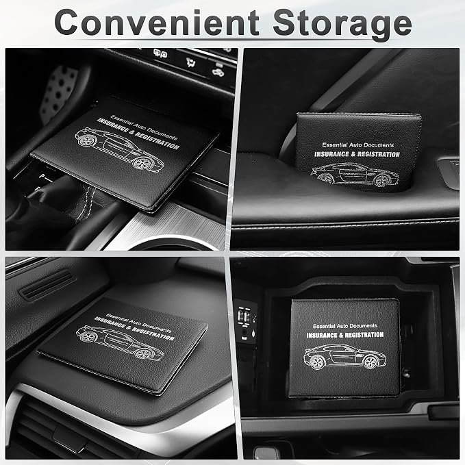 UYYE Car Registration and Insurance Card Holder, Vehicle Glove Box Car Organizer, Interior Car Accessories for Documents, Cards, License - 2 Pack
