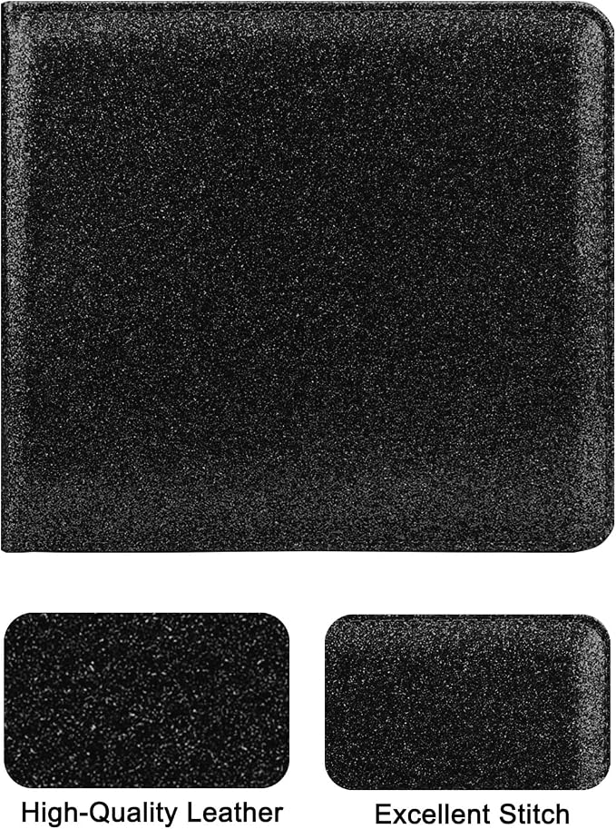 LumiMokki Car Registration and Insurance Holder, Leather Registration and Insurance Card Holder, Vehicle Glove Box Organizer - For Documents, Cards, License (Bling Black)