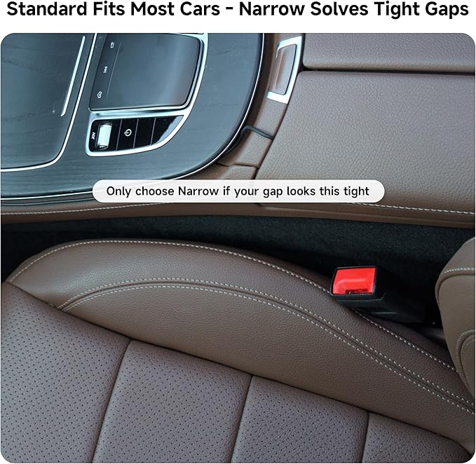 Car Seat Gap Filler Set of 2, 3IN1 Seat Side Gap Filler Plug with Storage Slot & Hook Function, Soft Foam Universal Fit Car SUV Truck Fill Gap Between Seats Console Organizer（Narrow Carbon Gray）