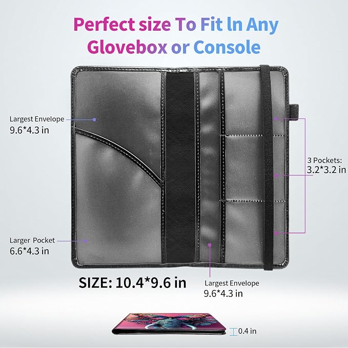 Car Registration and Insurance Holder,PU Leather Car License Document Insurance and Registration Card Holder Men Women Vehicle Glove Box Organizer Auto Accessories-Surreal Elephant Butterfly