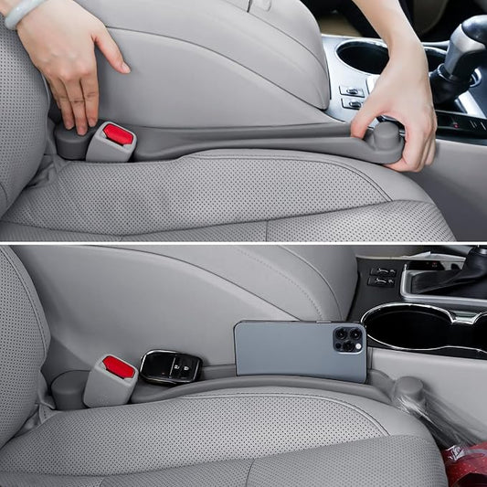 Car Seat Gap Filler Set of 2, 3IN1 Seat Side Gap Filler Plug with Storage Slot & Hook Function, Soft Foam Universal Fit Car SUV Truck Fill Gap Between Seats Console Organizer（Standard Carbon Gray）