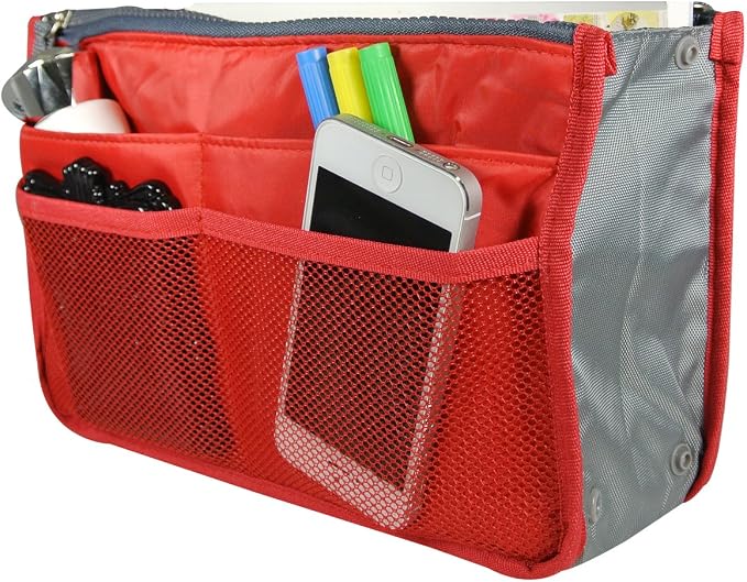 Wrapables® Unisex Bag Insert Organizer, Travel Bag Organizer - Red