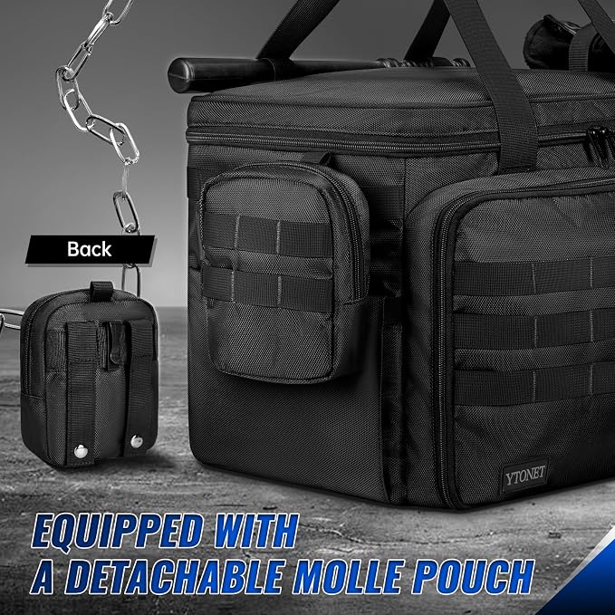 Patrol Bag Law Enforcement, Extra Large Police Gear Bag for Car Front Seat Organizer with a MOLLE Pouch & 15.6In Laptop Layer, Multiple Compartments Police Duty Bags Fit Passenger Seat, Pure Black
