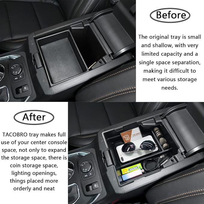 Center Console Organizer Compatible with Chevy Traverse 2018 2019 2020 2021 2022 2023 Accessories, Armrest Insert Tray Secondary Storage Box ABS, Black | Armrest Insert Tray, Secondary Storage Box, ABS Material, Compatible with 2018 2019 2020 2021 2022...