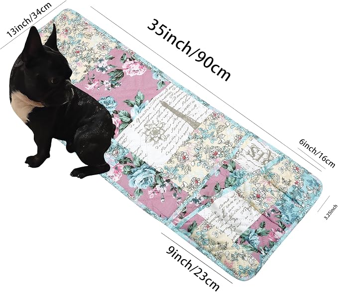 Brilliant Sunshine Lilac and Egg Blue Roses Patchwork Couch Armrest Organizer, Non Slip Armchair Caddy for Sofa Recliner, Washable Remote Control Holder, Storage for Magazine, Phone, iPad (35"×13")