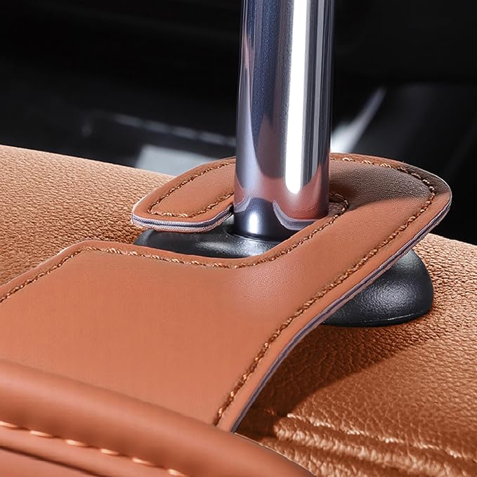 2-Pack Car Seat Back Cup Holder Organizer, Orange | Faux Leather, With Hooks, Universal Backseat Storage, For Drinks, Bottles & Travel Accessories