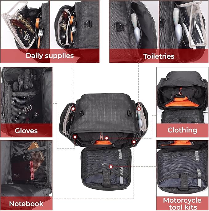 KEMIMOTO Trunk Liner Storage Bags for Tri Glide & Freewheeler Trike 2009-2026, 18Lx2 Large Capacity Rear Trunk Organizer, Easy Carry Travel Bags, 2 Pack