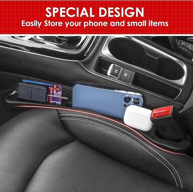 Car Seat Gap Filler 2 Pack, Universal Fit for Most Cars, Trucks, SUVs, Seat Gap Filler Prevents Things from Falling