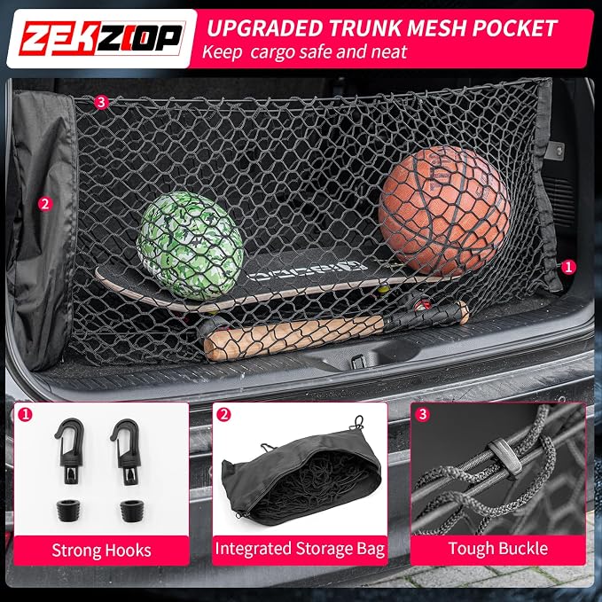 Cargo Net Compatible with 2014-2025 2026 Toyota Highlander Envelope Style Trunk Storage and Organizer Dense Mesh with Storage Bags Luggage Net for 2025 Highlander Exterior Accessories