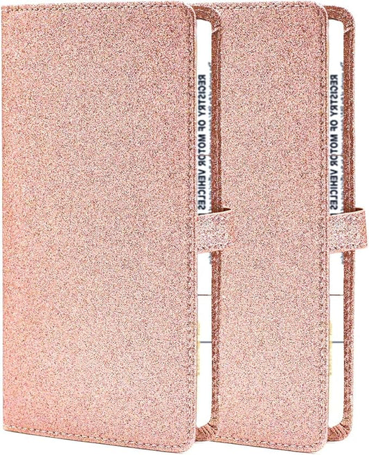 TILDOSAC 2 Ppack Leather Car Registration and Insurance Card Holder, Car Document Holder for Cards License with Magnetic Shut(Glitter Pink-Ear