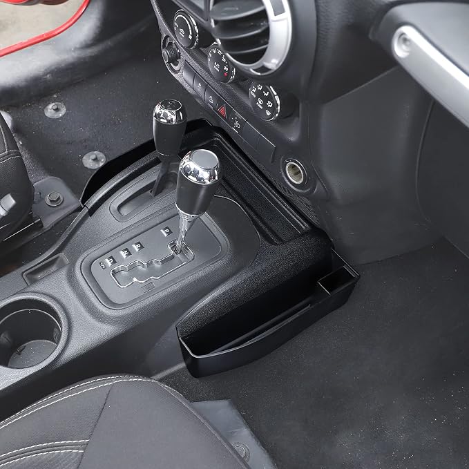 JeCar for JK Gear Tray Center Console Gear Shift Storage Organizer for 2011-2018 Jeep Wrangler JK JKU with Auto Transmission (Black)